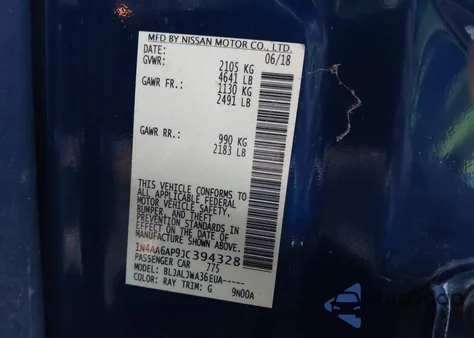 2018 Nissan Maxima 3.5 Sv z USA, uszkodzony, nr VIN 1N4AA6AP9JC394328